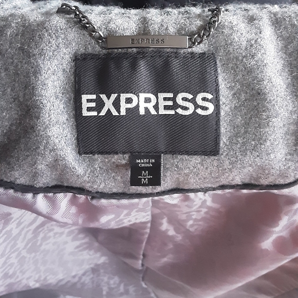 WOMENS EXPRESS WARM & COZY WOOL GRAY CAR COAT M - Picture 7 of 8